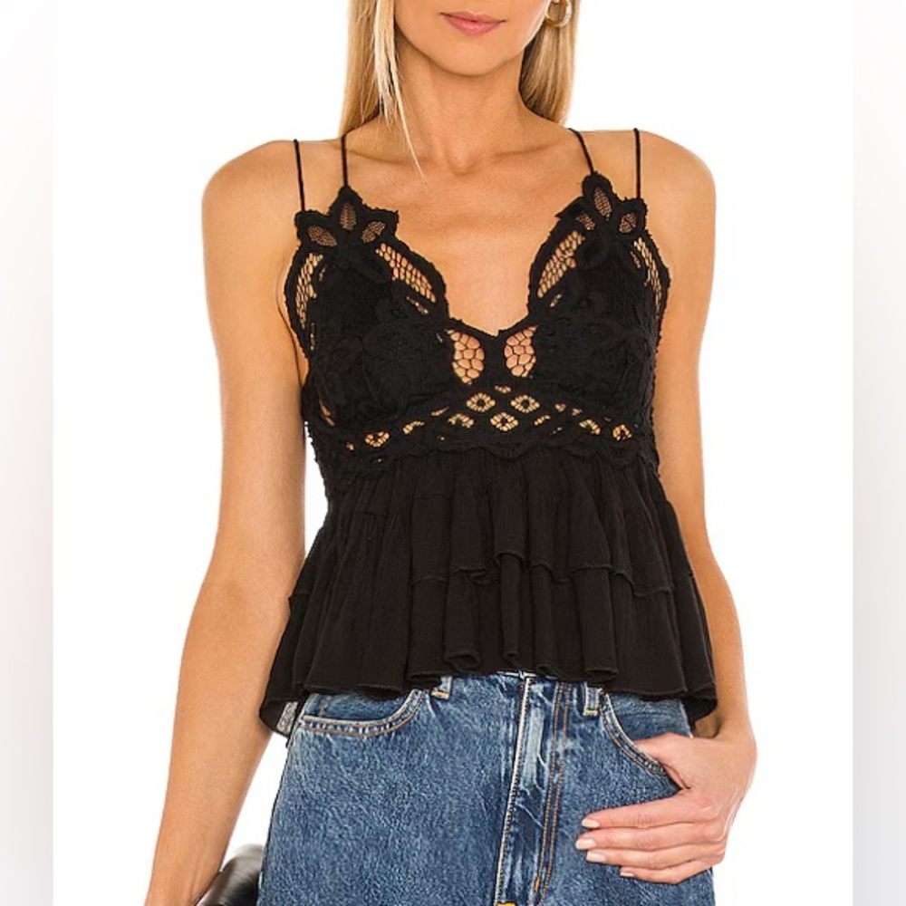 Free People Black Adella Crochet Cami Size XS